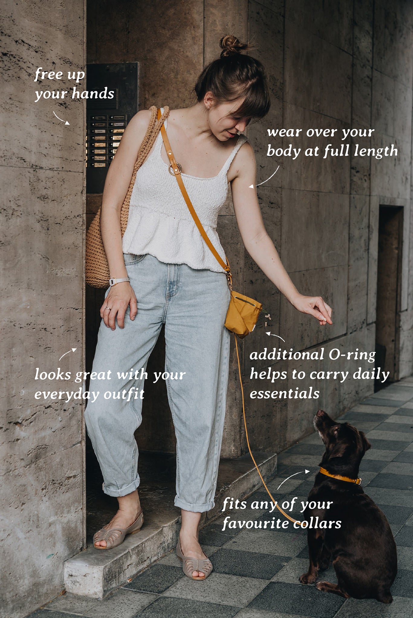 CROSSBODY LEATHER LEASH. LASSO AIR